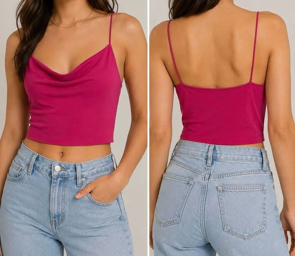 Wilfred Free Aritzia Pink Cowl Neck Crop Cami Tank Top Size S